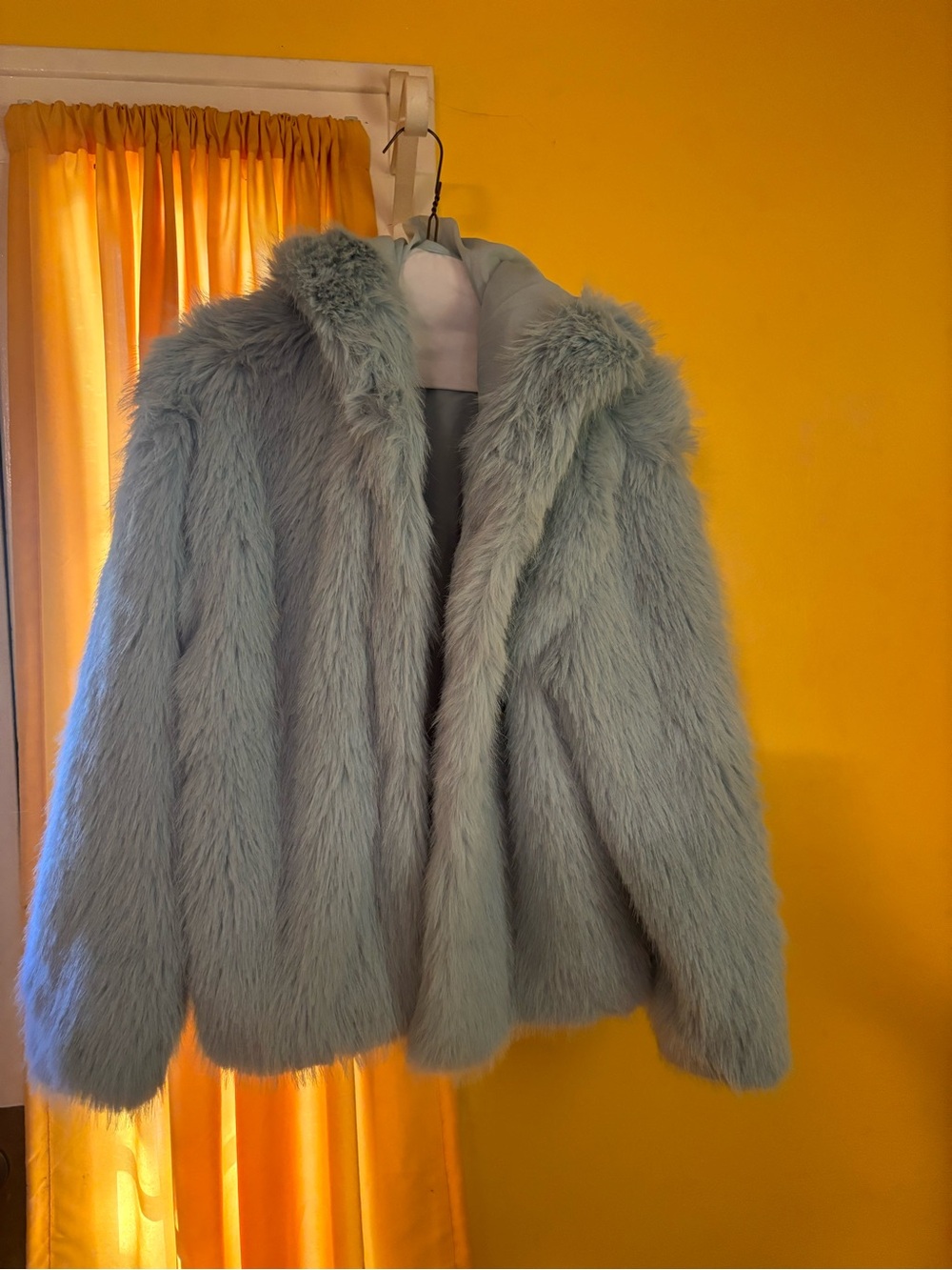 wild fable Plush Faux Fur Jacket in Light Blue